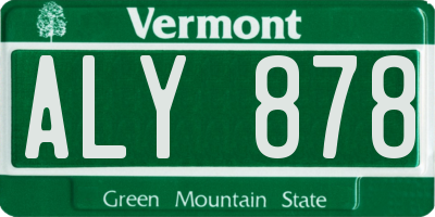 VT license plate ALY878