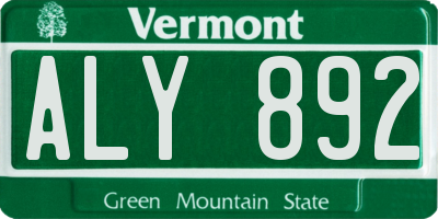 VT license plate ALY892