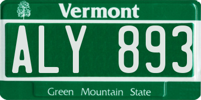 VT license plate ALY893
