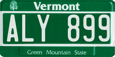 VT license plate ALY899
