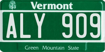 VT license plate ALY909
