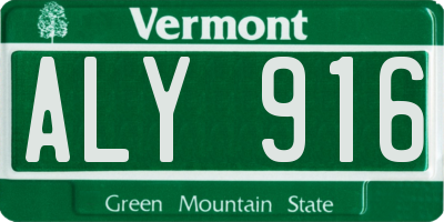VT license plate ALY916
