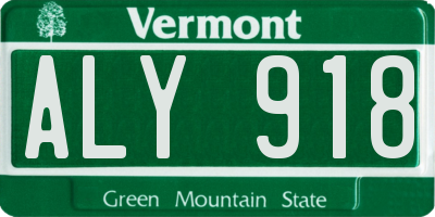VT license plate ALY918
