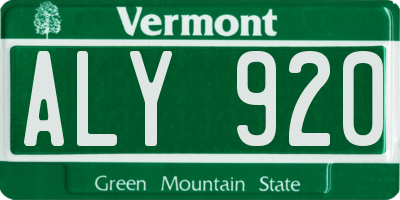 VT license plate ALY920
