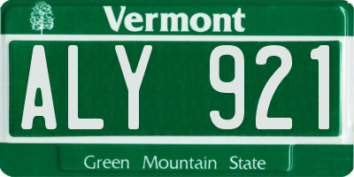 VT license plate ALY921