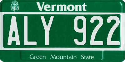 VT license plate ALY922