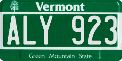 VT license plate ALY923