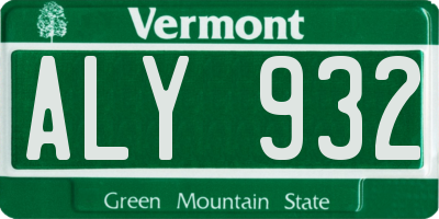 VT license plate ALY932
