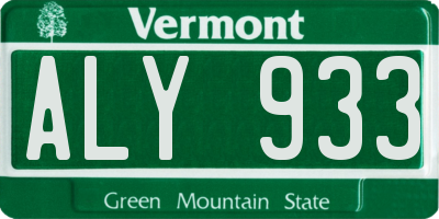 VT license plate ALY933