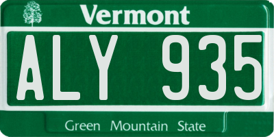 VT license plate ALY935