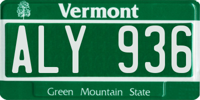VT license plate ALY936