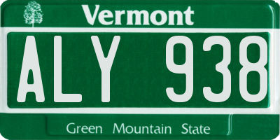 VT license plate ALY938