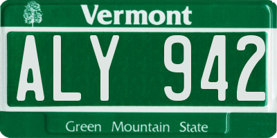 VT license plate ALY942
