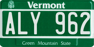 VT license plate ALY962