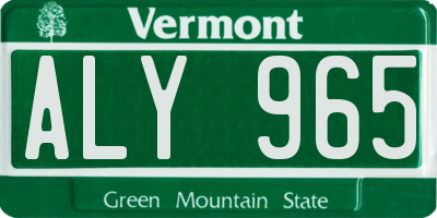 VT license plate ALY965