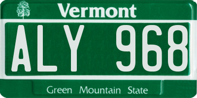 VT license plate ALY968