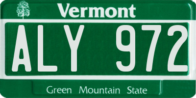 VT license plate ALY972