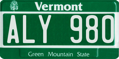 VT license plate ALY980