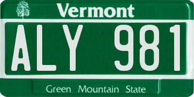 VT license plate ALY981