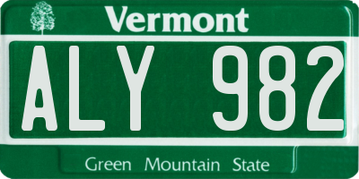 VT license plate ALY982