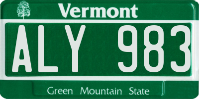 VT license plate ALY983