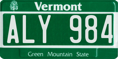 VT license plate ALY984