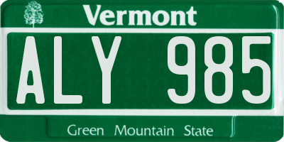 VT license plate ALY985