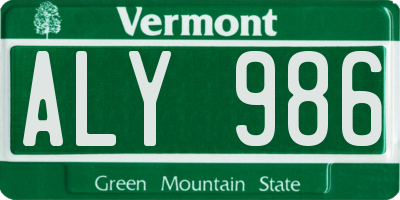 VT license plate ALY986