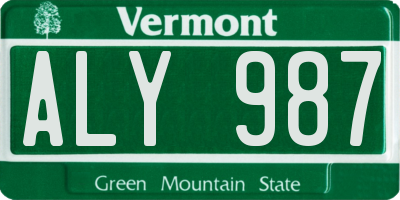 VT license plate ALY987