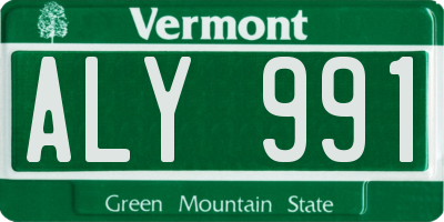 VT license plate ALY991