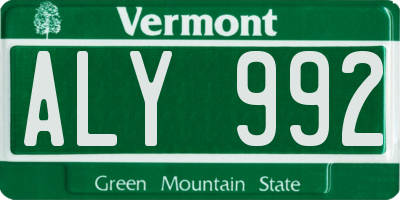 VT license plate ALY992