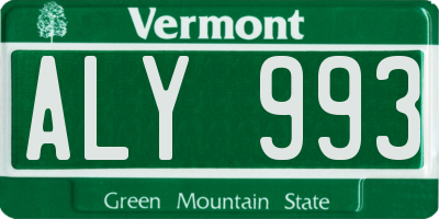 VT license plate ALY993