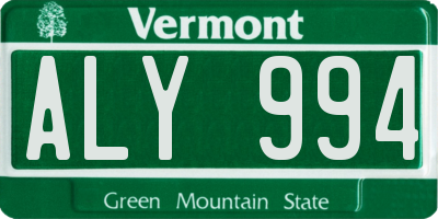 VT license plate ALY994