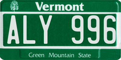 VT license plate ALY996
