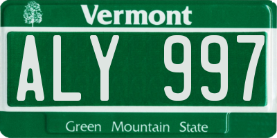 VT license plate ALY997