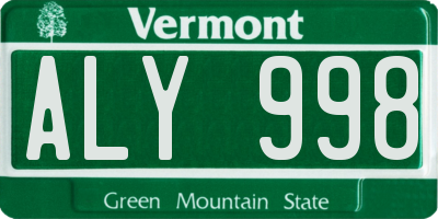 VT license plate ALY998