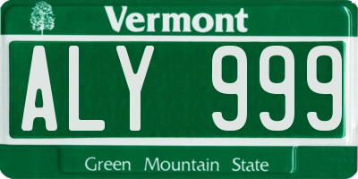 VT license plate ALY999