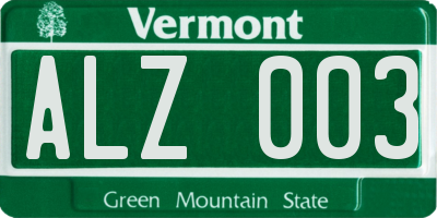 VT license plate ALZ003