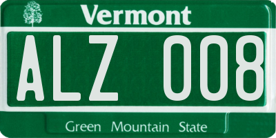 VT license plate ALZ008