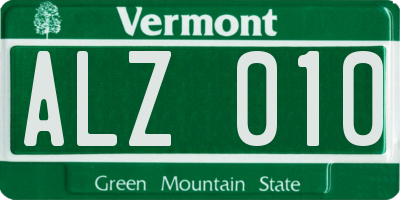 VT license plate ALZ010