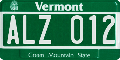 VT license plate ALZ012