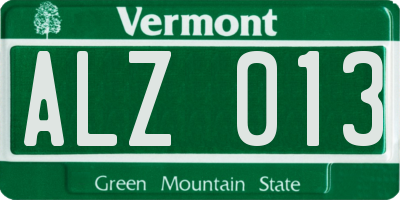 VT license plate ALZ013