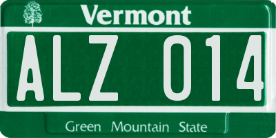 VT license plate ALZ014