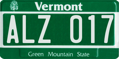 VT license plate ALZ017
