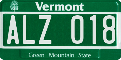 VT license plate ALZ018