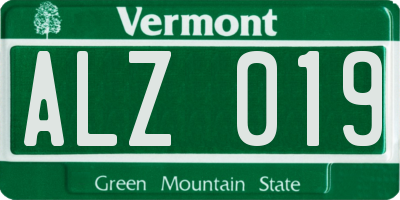 VT license plate ALZ019