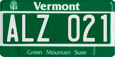VT license plate ALZ021