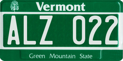 VT license plate ALZ022