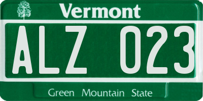 VT license plate ALZ023