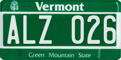 VT license plate ALZ026